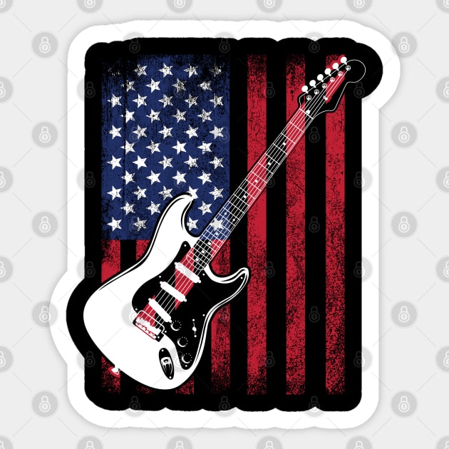 Electric Guitar - Electric Guitar USA Flag Sticker by Kudostees